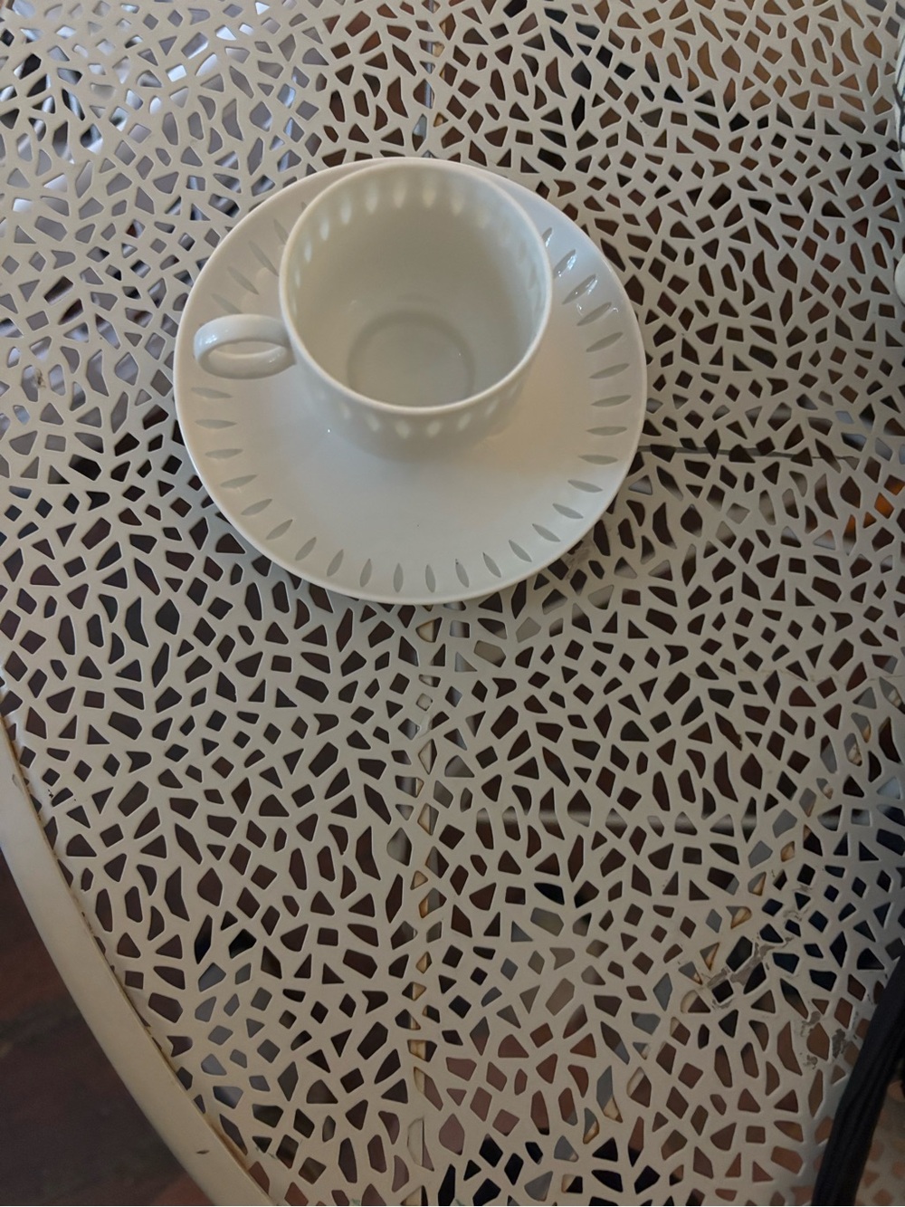 Arabia of Finland White Espresso Cup and Saucer - Rice Design
